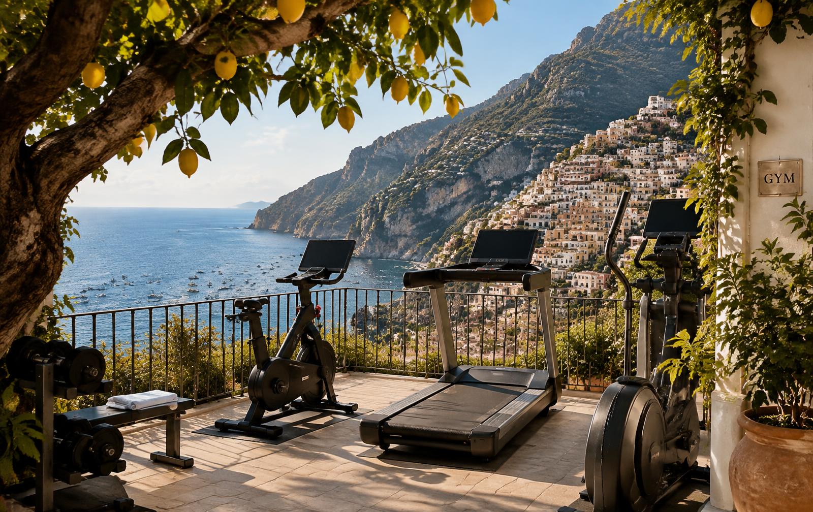 Il San Pietro di Positano gym overlooking the Amalfi Coast